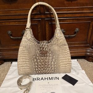 NWT Brahmin Large Adrian in Timeless Taupe Ombre Melbourne